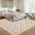 thumbnail image 2 of GlowSol 5'x7' Area Rugs Geometric Bordered Rug Farmhouse Floral Low Pile Non-Slip Rug Butterfly Pattern Rug for Living Room, Bedroom, Taupe, 2 of 8