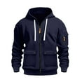 thumbnail image 5 of Rhuody Mens Winter Jacket Men'S Long Sleeve Hooded Jacket Winter Lined Zip Up Outerwear Stylish Solid Color Coat Warm Outfits Navy 2Xl, 5 of 9
