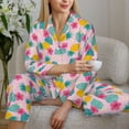 thumbnail image 6 of Uemuo Pineapple And Leaves Pattern Womens Pajama Sets,PJ Set for Women,Pajamas for Women Logo,Long Sleeve Pajama Set for Women,Soft Long Sleeve Top With Pants-, 6 of 9