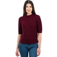 thumbnail image 2 of Aran Traditional Short Sleeve Sweater 100% Merino Wool Women's Cable Knit Pullover Made in Ireland, 2 of 6