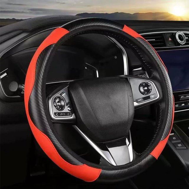 Universal Anti-Slip Steering Wheel Cover - Breathable Microfiber PU Leather Auto Interior Protector - All-Season Car Wheel Grip for Comfort