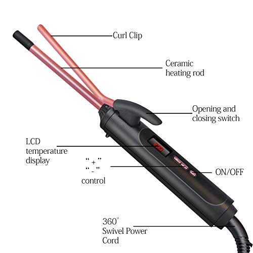 9mm Small Curling Iron,3/8inch Curling Iron for Short Hair,Unisex Wand