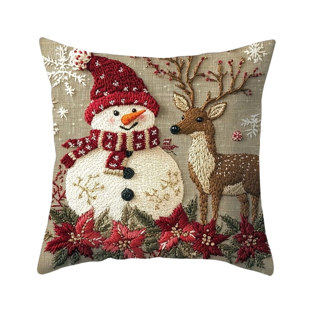 Christmas Pillow Covers Christmas Pillow Covers 17.7X17.7 Inches Decorative Pillow Cases with Soft Fabric Hidden Zipper for Home Decor Pillow Cases Standard Size
