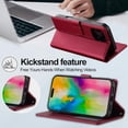 thumbnail image 4 of for iPhone 16 Pro Case, 2 in1 Multifunctional Detachable Wallet Phone Case for Men Women with RFID Blocking Card Holder Wrist Strap Shockproof Protective Case for iPhone 16 Pro (Red), 4 of 18