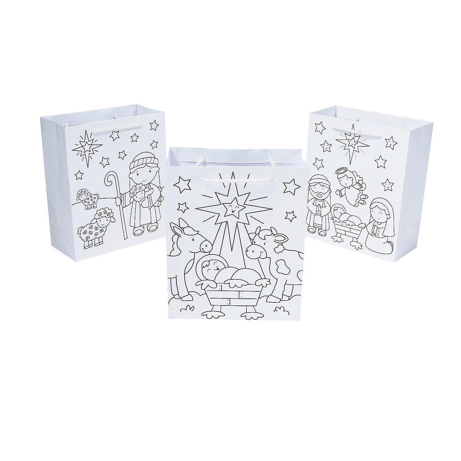 Color Your Own Nativity Bags Craft Kits 12 Pieces