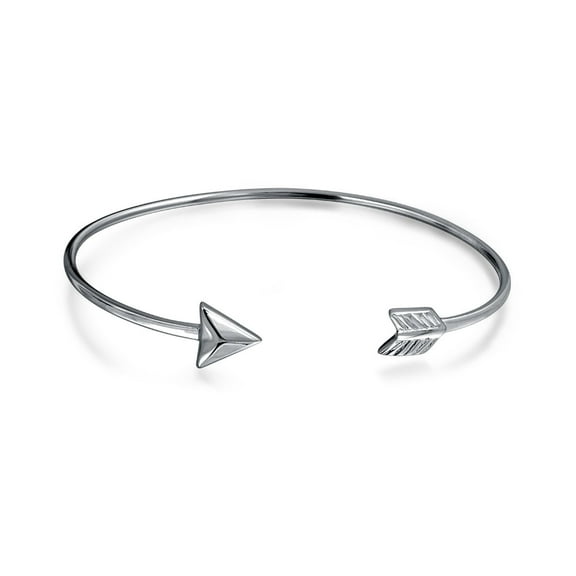 Bling Jewelry Womens Delicate Minimalist Cupid's Arrow Bangle Bracelet Sterling Silver Stackable