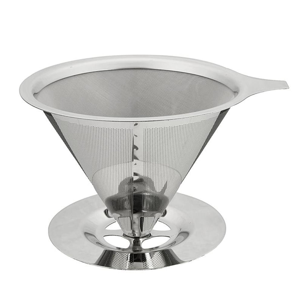 Mesh Stainless Steel Coffee Filter Paperless Pour Over Cone Dripper Reusable 