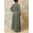 thumbnail image 2 of Womens Green Long Sleeve Modest Maxi Dress, Elegant A-Line Evening Gown, 2 of 6