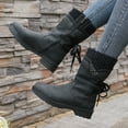 thumbnail image 6 of YLYL Women's Snow Boots Round Toe Lace up Non Slip Warm Winter Hiking Mid Calf Boots, 6 of 9