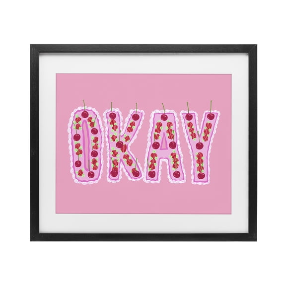 Stupell Industries Okay Pastel Cherry Cake Black Framed Print Under Glass, design by Ziwei Li