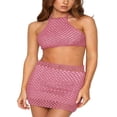 thumbnail image 2 of Ensembles 2 Pcs pour Femmes Robe Moulante Sans Manches en Résille Ajourée Ensembles Jupe Mini en Tricot Coupe Ajustée Courte Été Mode Urbaine, 2 of 10