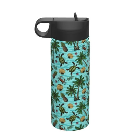 

Ocsxa Pineapple Sea Turtle Print 18 oz Insulated Water Bottle With Straw Stainless Steel Sports Water Cup Flask Wide Mouth Travel Thermal Mug for Home Office or Car