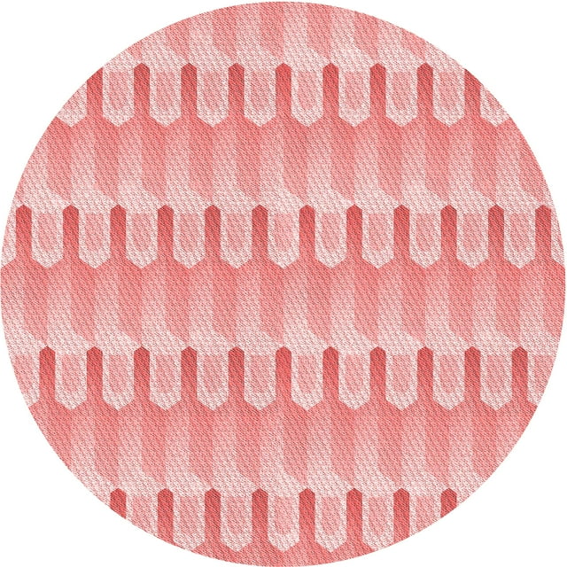 Ahgly Tapis Rond Lavable en Machine Intérieur Transitionnel Rose, 4 Pieds Rond