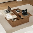 thumbnail image 2 of 39" Lift-Top Solid Wood Coffee Table w/ Storage & Travertine Veneer, 2 of 12
