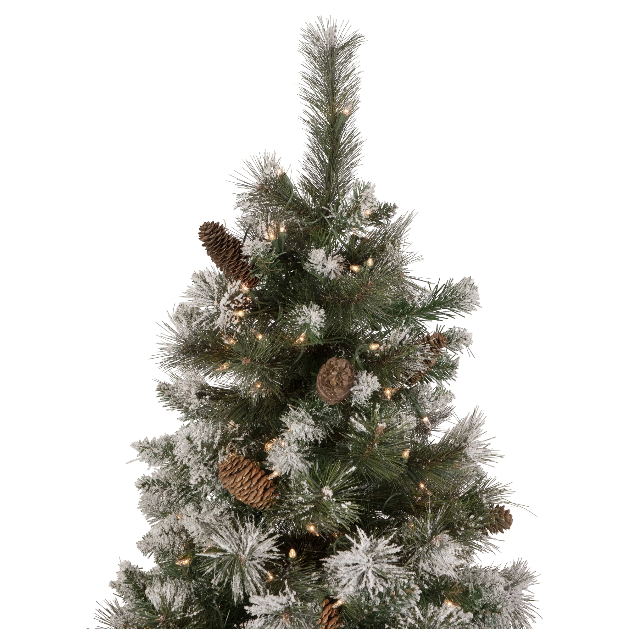 Northlight Clear Prelit Incandescent Green Hinged Snow Valley Pine Artificial Christmas Tree, 6.5'