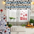 thumbnail image 6 of Blue Beige Paw Print Valances for Windows, Decorative Rod Pocket Window Valance Curtains, Vintage Farmhouse Rustic Wooden Grain Short Curtain Drapes for Kitchen/Living Room, 2 Panels, 42" W x 18" L, 6 of 8
