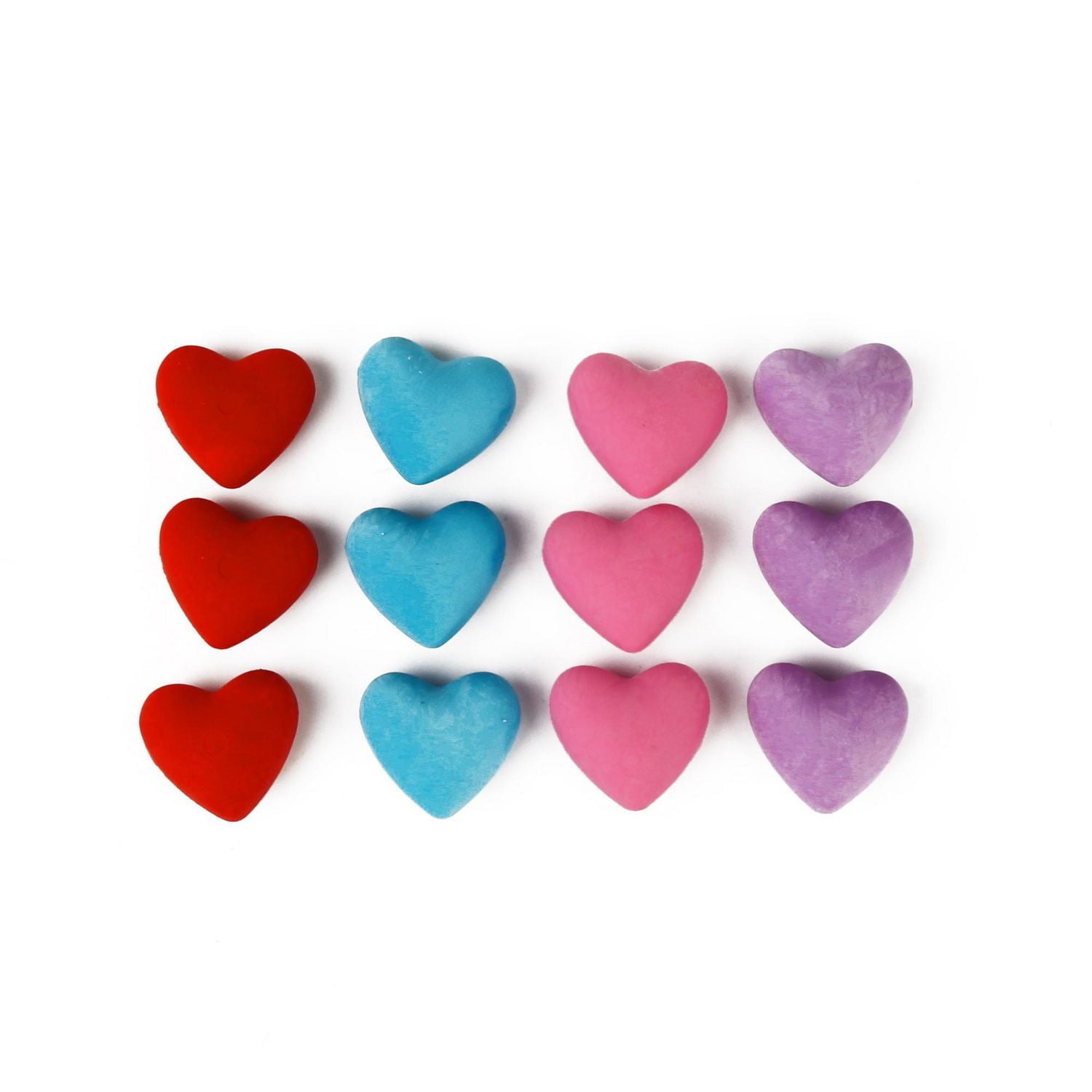 12 HEART ERASERS