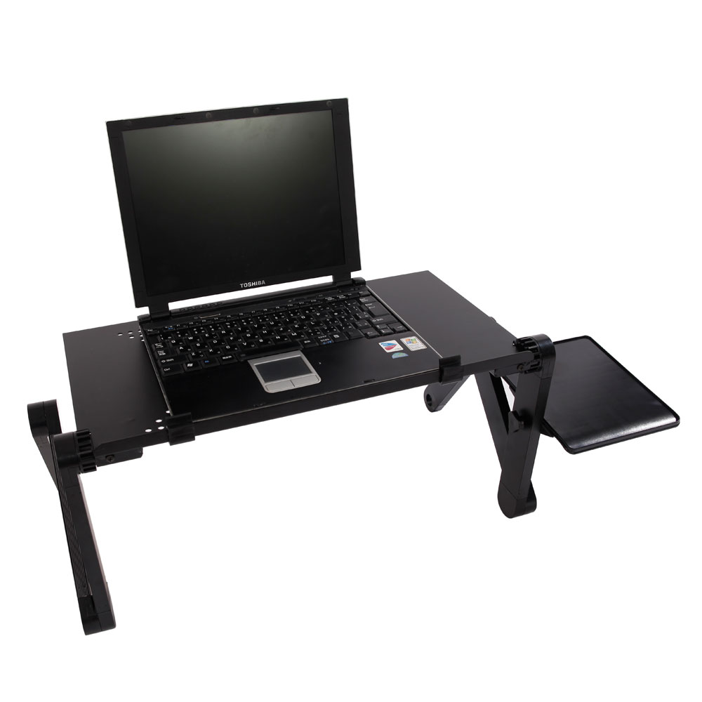 Veryke Folding Table, 360 Degree Rotation Folding Computer Desk/Bed Tray, Adjustable Folding Laptop Protable Laptop Stand Desk Table, Portable Folding Table for Bed, Black - image 2 of 6