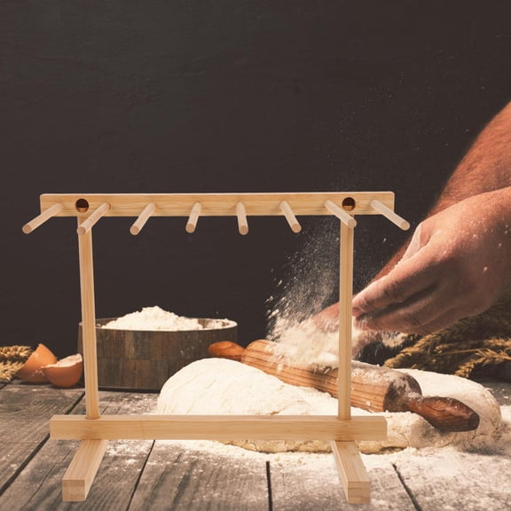 UPOUART Beech Wood Pasta Drying Rack Detachable Design Brown Kitchen Accessory for Drying Noodles and Pasta