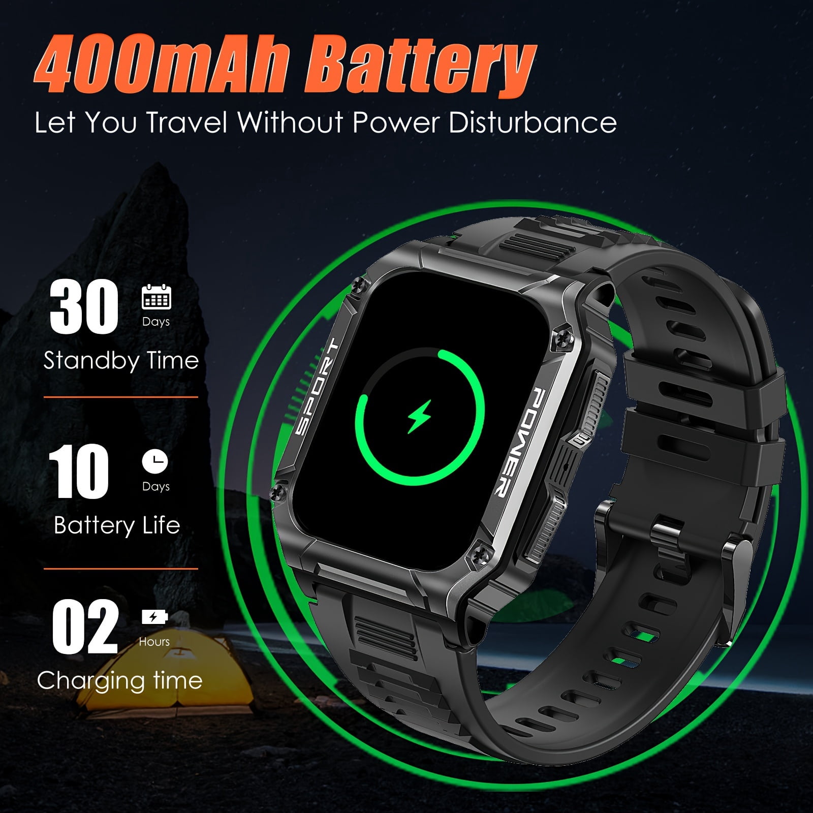 Cyberdyer Men's Smart Watch 1.95" Ultra-Clear Large Screen, 100+ Sports Modes, IP68 Waterproof,20-Day Standby, Compatible with Samsung/iPhone/Android, Thanksgiving & Halloween Gift