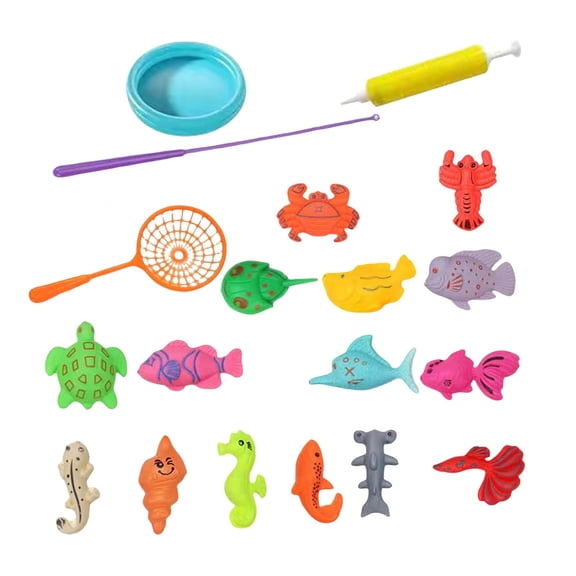 Magnetic Fishing Game Toy Set with Rod, Net & Pump – Random Colors & Fish Styles