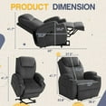 thumbnail image 7 of Furmax Electric Power Lift Recliner Soft Corduroy Chair Sofa with with 8 Vibrating Massages Ergonomic Lounge Chair with 2 Cup Holders and Side Pocket,Gray, 7 of 7