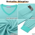thumbnail image 6 of MOSHU Color Block T Shirts for Women V Neck Long Sleeve Womens Shirts Loose Fall Tops with Pocket, 6 of 10