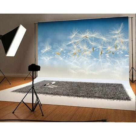 Image of Polyester Fabric Photography Backdrop 7x5ft Dreamy Dandelion Blue Sky Children Kids Baby Portraits Props Shooting Video Studio