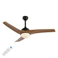 thumbnail image 2 of JONATHAN Y Sully 52" 1-Light Contemporary Industrial Iron/Plastic Mobile-App/Remote-Controlled 6-Speed Propeller Integrated LED Ceiling Fan, Light Brown Wood Finish/White, 2 of 8