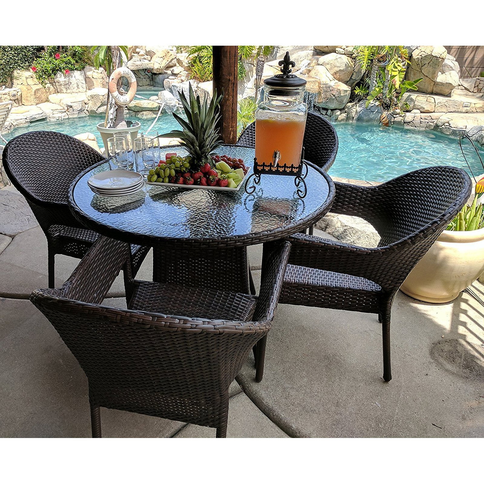 Kinger Joypanda 5 Piece Wicker Patio Dining Set