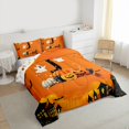 thumbnail image 2 of Homewish Kawaii Pumpkin Lantern Queen Comforter Set,Gothic Halloween Alphabet J Design Comforter Sets Queen,Halloween Reversible,3 Pieces,1 Comforter and 2 Pillowcases, 2 of 7