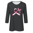 thumbnail image 4 of Womens Breast Cancer Awareness Shirts Pink Ribbon Butterfly Graphic 3/4 Sleeve T-Shirts Cute Funny Breast Cancer Print Tunic Tops, 4 of 4