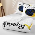 thumbnail image 4 of Manfei Halloween Black Kitten Quilt King, Ink Horror Moon King Coverlet Set, White Yellow, 3-Piece, 1 Bedspread and 2 Pillowcases, 4 of 7