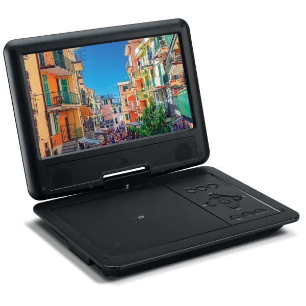 GPX 9-inch Portable DVD Player with Bluetooth Headphones and LCD Swivel Screen