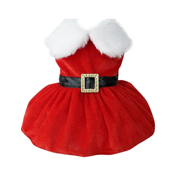 Puppy Dresses For Small Dogs Santa Dog Christmas Outfit Thermal Pet Clothes Dog Apparel