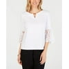 Jm Collection Keyhole Bell-Sleeve Top, Size Large