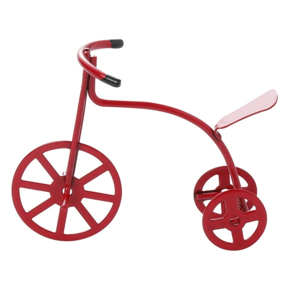 Miniatura de triciclo a escala 1/12, adorno para casa, modelo de coche de juguete, minimueble para amigos (rojo)