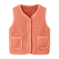thumbnail image 2 of Leey-World Puffer Vest Girls Vest for Teen Girls Cute Lightweight Fleece Warm Button Down Sleeveless Jacket Youth Fall Winter(Orange,5-6 Years), 2 of 4