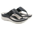 thumbnail image 6 of JeashCHAT Sandals for Women, Slide Sandals Women's Round Toe Fashion Flip-Toe Comfortable Slope heel Large Size Sandals (Black), 6 of 9