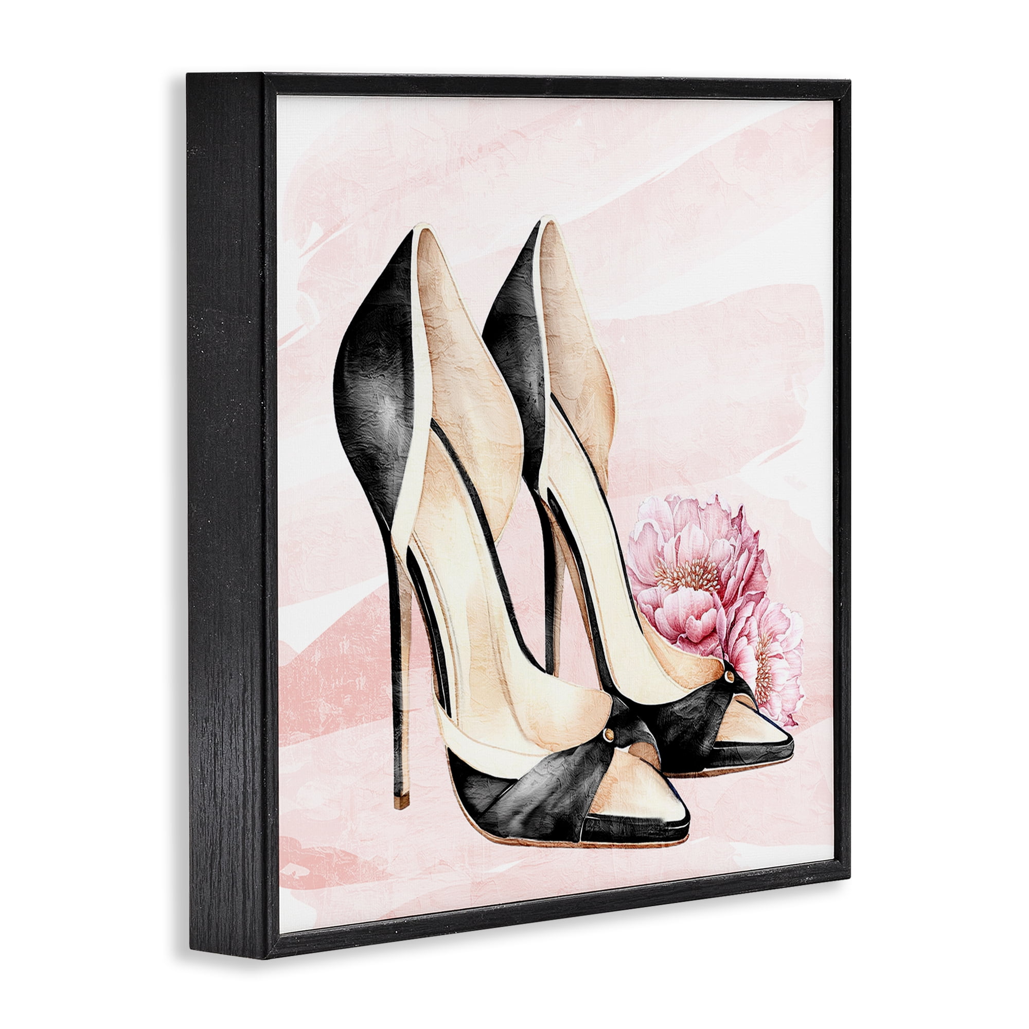 Stupell Industries Blush Glam Time Shoes Black Framed Giclee Art, design by Kim Allen