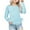 Light Blue, variant on 1725 Girls' Long Sleeve Crew Neck Ruched Knot Side T-Shirt - Casual Loose Tee with Printed Design, Soft Breathable Fabric, 3-14 Years Sizes