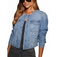 thumbnail image 1 of Women'S Jackets Distressed Denim Jackets Button-Down Vintage Western Trucker Jacket Blue M, 1 of 9