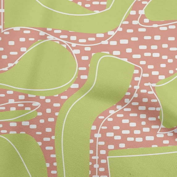 oneOone Cotton Poplin Light Green Fabric Geometric Random Shapes Doodle Sewing Craft Projects Fabric Prints By Yard 56 Inch Wide