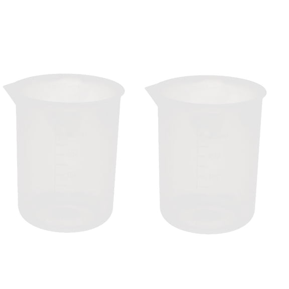 Uxcell 2Pcs 250mL Laboratory Plastic Liquid Container Measuring Cup Beaker
