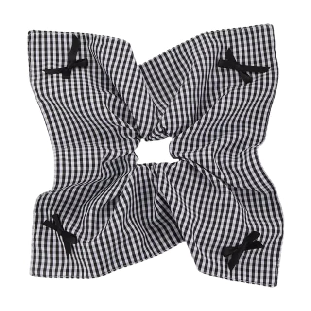 KLKCMS Checkered Scrunchie Creative Hair Tie for Dance Party Dating Daily Commuting Black White