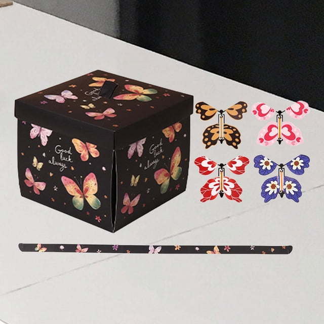 Tarjeta de mariposa voladora Juguete complicado Mariposas voladoras Mariposa mecánica Negro