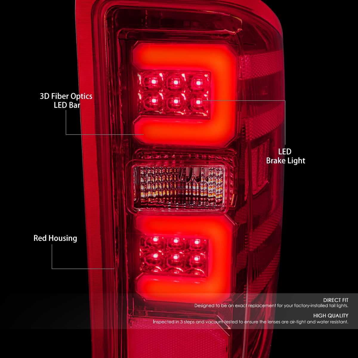DNA Motoring TL-CSIL15-LED-RD3D-CH-RD 3D LED Tail Light Assembly 15-17 Chevy Silverado//GMC Sierra 1500 2500 3500 HD