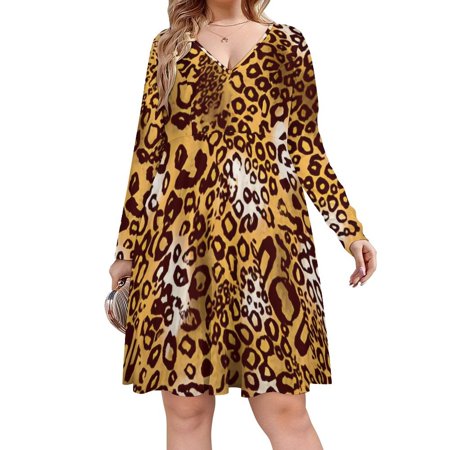 Bybiment Women's Plus Size Midi Dresses, Pattern Print Snake Animal Wallpaper Summer Casual T Shirt Dress, Oversized Long Sleeve Loose Fit Going Out Dresses, L