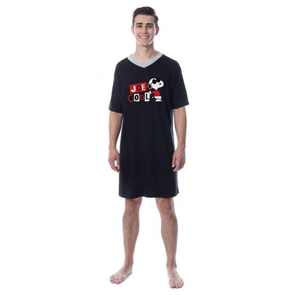 Peanuts Mens' Joe Cool Snoopy Classic Character Sleep Pajama Dress Shirt