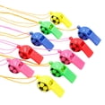 thumbnail image 2 of Uutvery 10 Pcs Soccer Shaped Whistles, 2.17 Inch Plastic Football Whistles, Party Favors for Sports Birthday, Game Day Cheering Props with Lanyard, 2 of 6